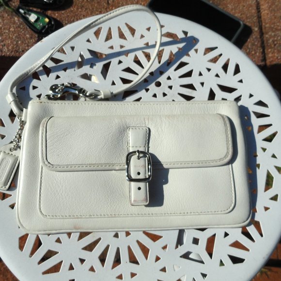 Coach Handbags - Off-White Coach Leather Wristlet with Buckle